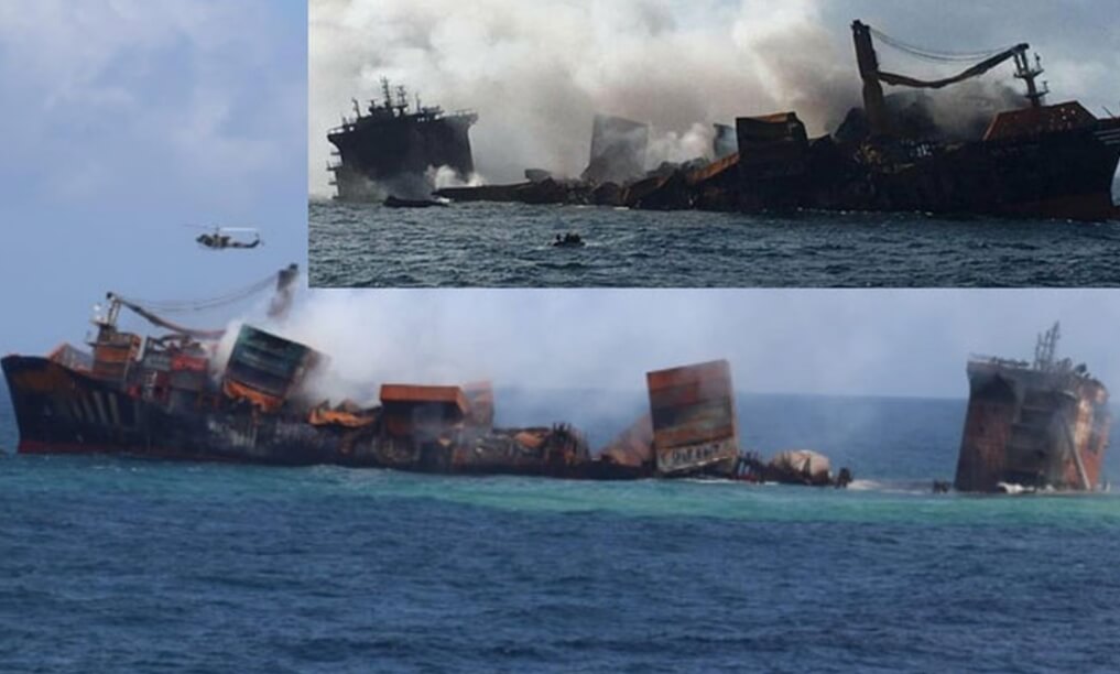 Возгорание X-Press Pearl. Фото.