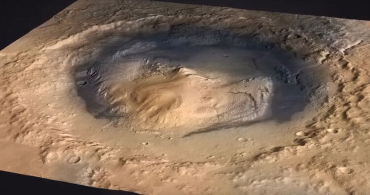 Метан на Марсе. 3D-модель кратера Гейла на Марсе. Фото.