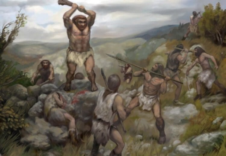 Кроманьонцы против неандертальцев. Впрочем, встречи неандертальцев и кроманьонцев наверняка время от времени случались. Фото.