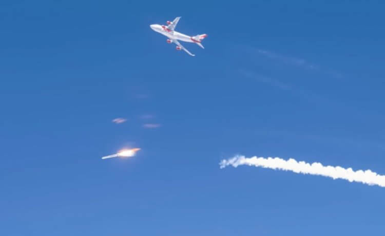 Virgin Galactic успешно запустила ракету LauncherOne. Зачем она нужна? Момент полета LauncherOne. Фото.