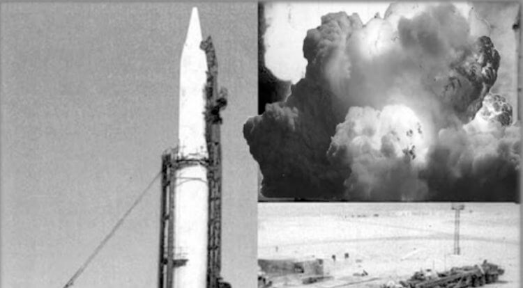 Взрыв баллистической ракеты на космодроме Байконур (1960 год). По некоторым данным трагедия на Байконуре забрала жизни 126 человек. Фото.