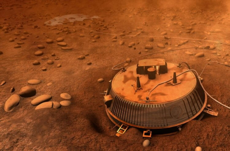 Признаки жизни на Титане. Зонд Гюйгенс на поверхности Титана. Фото.