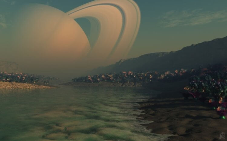 Признаки жизни на Титане. Поверхность Титана в представлении художника. Фото.