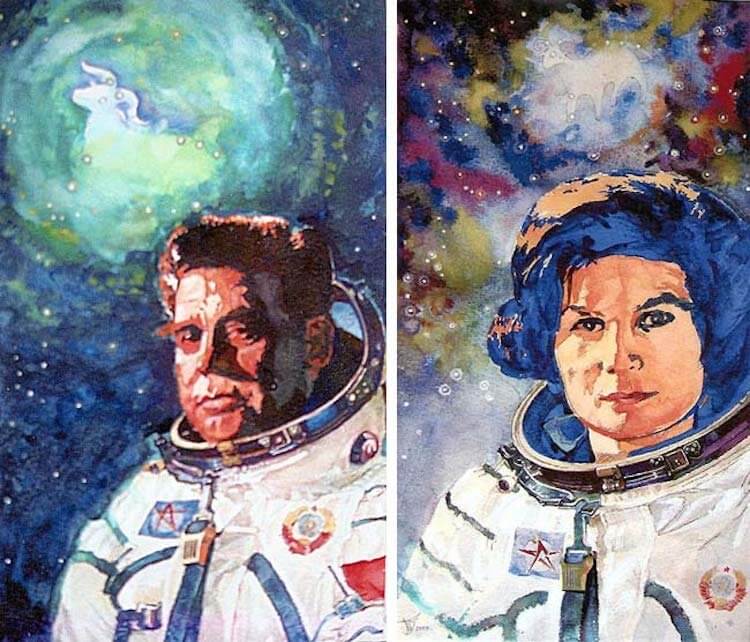 Рисунки космоса и космонавтов. Такие рисунки делал Билль Викторович Бурдыкин. Фото.