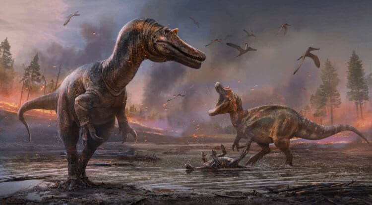 Спинозавры существовали разных видов. Спинозавры мигрировали в Африку из Европы. Фото.