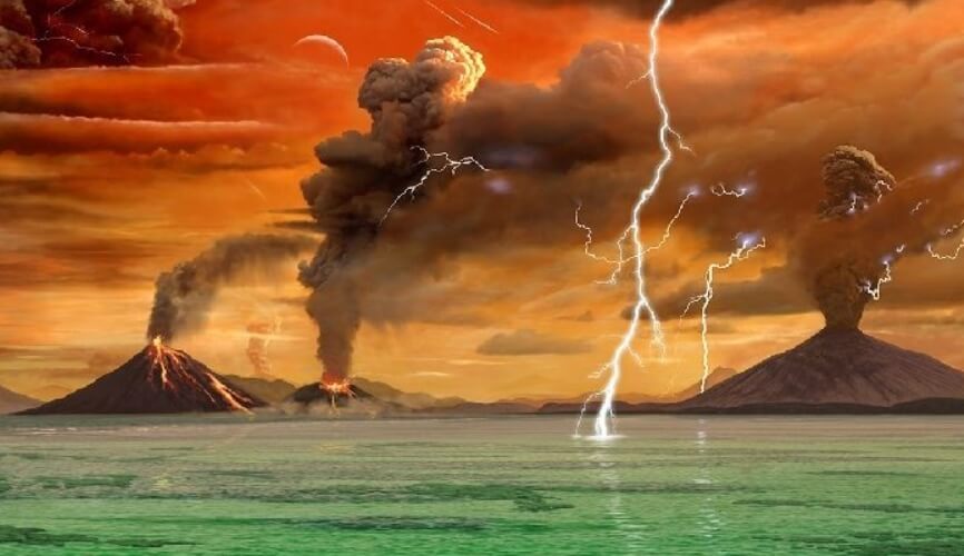 Архейский эон в представлении художника. Фото.