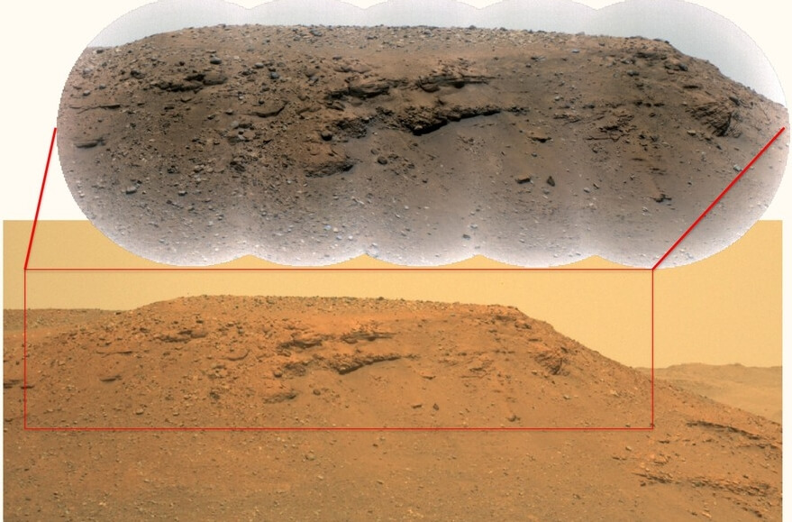 Новые фото Марса от аппарата Perseverance. Еще одна фотография холма Кадьяк. Фото.