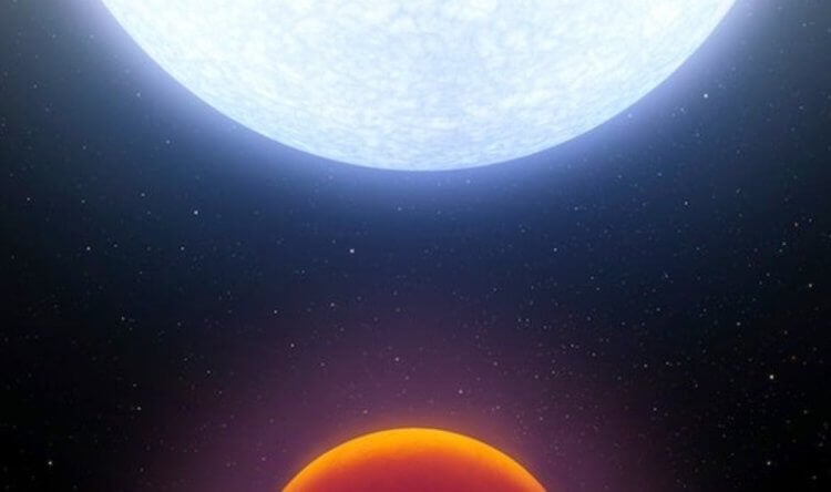Самая горячая планета, известная ученым. Экзопланета WASP-189 b находится очень далеко от нас, поэтому приходится довольствоваться фантазиями художников. Фото.