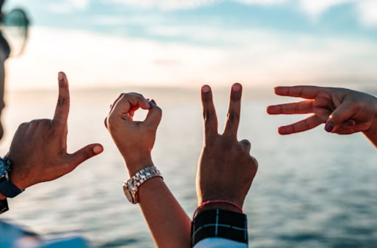 Язык влияет на восприятие звуков. По мнению некоторых ученых, язык начался с жестов, а не речи, так как жестами проще показать мысль, чем звуками. Фото.