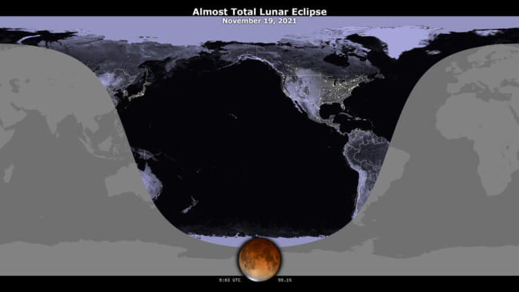 19 ноября произойдет самое долгое лунное затмение за 580 лет. Кто его увидит?