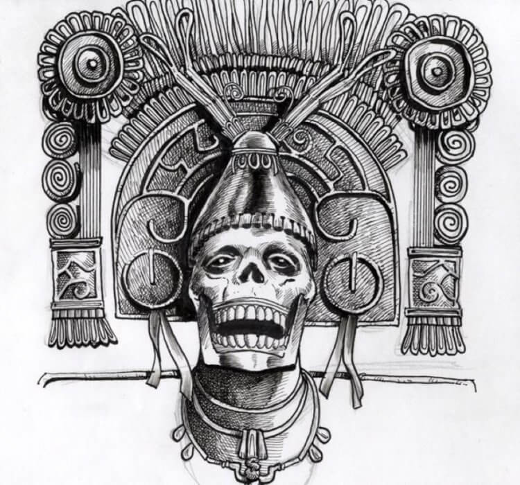Боги цивилизации майя. Изображение бога Ах-Пуч. Фото.