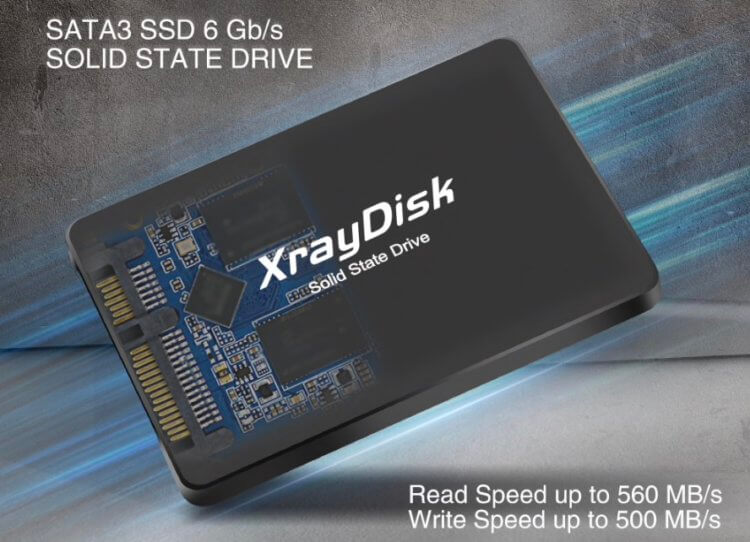 Дешевый SSD. Высокая скорость чтения и записи позволит ускорить любой компьютер. Фото.
