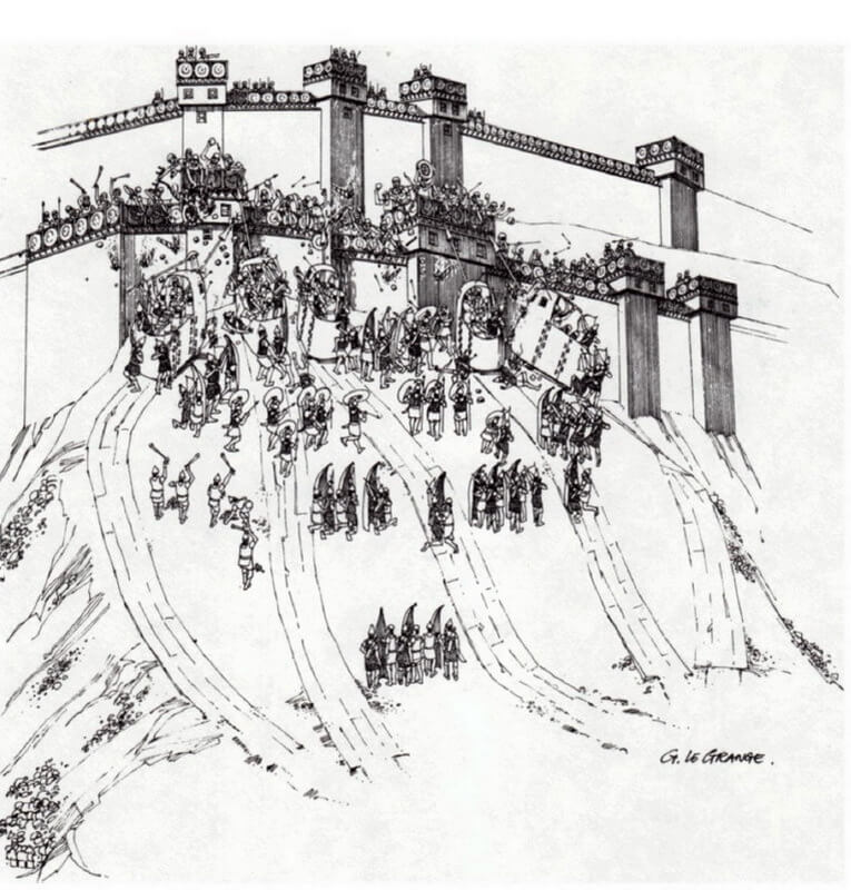 Насыпь использовалась ассирийцами для преодоления стен осажденного города. Фото.