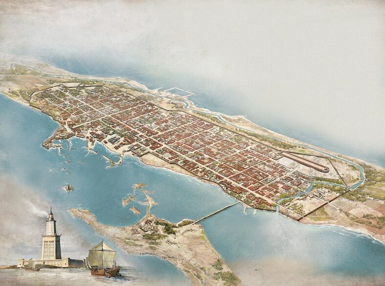 История возникновения александрийского маяка. Расположение маяка возле Александрии. Фото.