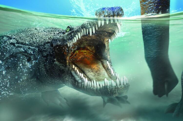 Найдена причина, по которой крокодилы пережили динозавров. Гониофолидид в представлении художника. Фото.