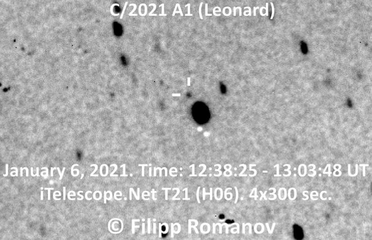 Видео с кометой Леонарда. Комета Леонарда 6 января 2021 года. Фото.