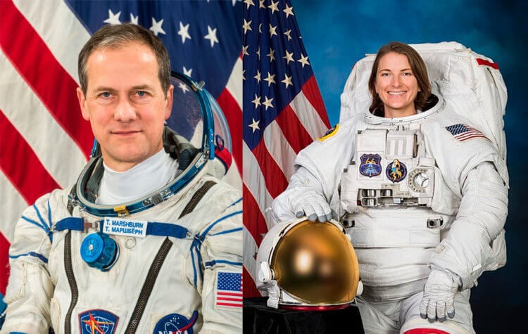 Космический мусор вынуждает астронавтов отказаться от выхода в открытый космос. Томас Маршберн и Кейла Бэррон. Фото.