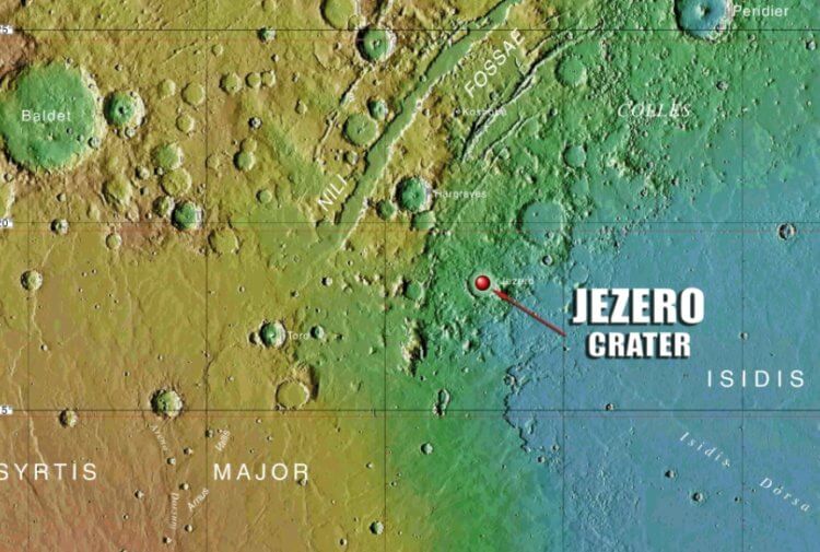 Как NASA ищет следы жизни на Марсе? Кратер Езеро на поверхности Марса. Фото.