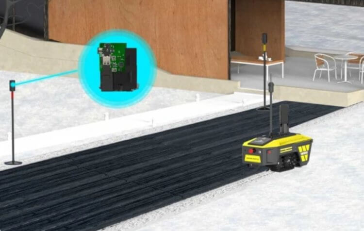Как робот очищает дороги от снега? Маячки, необходимые для работы Snowbot S1. Фото.