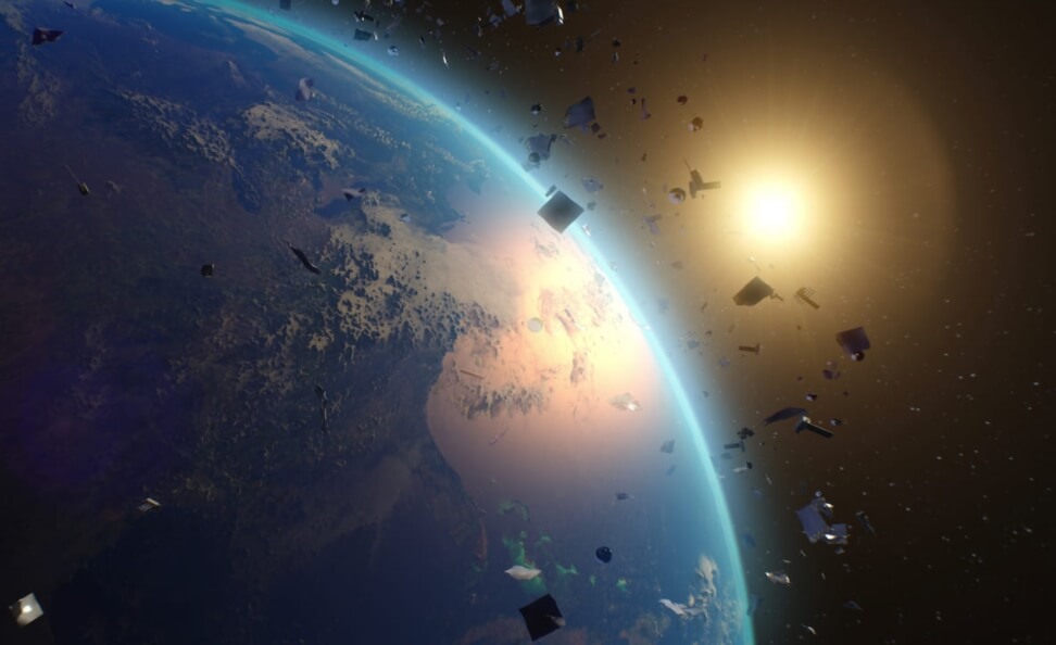 Помимо работающих спутников, на околоземном пространстве много космического мусора. Фото.