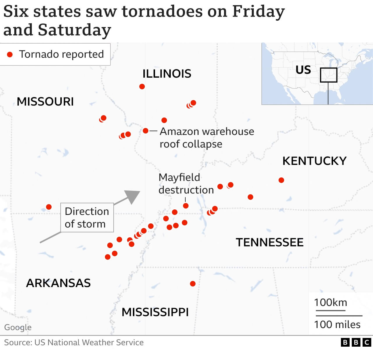 tornado danger image one <p>На прошлой неделе, 11 декабря, в США произошло одно из самых сильных торнадо в истории. Речь идет не об одном урагане, а сразу о нескольких - метеорологи считают, что их было более тридцати. Сильнее всего пострадал американский штат Кентукки, но стихийное бедствие затронуло штаты Миссури, Арканзас, Иллинойс и Теннесси. В результате смерча были уничтожены многие здания, от них практически ничего не осталось. Погибшими считаются сотни человек и еще столько же пропали без вести - точных данных до сих пор нет, но сообщалось, что в Кентукки погибло 74 человека в возрасте от 2 месяцев до 98 лет. К большому сожалению, природа не перестает нас удивлять своими жестокими сюрпризами. Предлагаю разобраться, из-за чего возникают торнадо и какой ущерб был нанесен США.