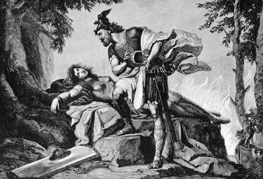 Возникновение образа викингов с рогатыми шлемами. Иллюстрация к произведению «Кольцо Нибелунга». Фото.