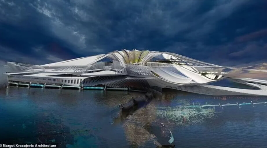 Примерный внешний вид острова из пластикового мусора. Фото.