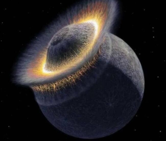 Считается, что Луна образовалась в результате столкновения Земли с другим крупным объектом. Фото.