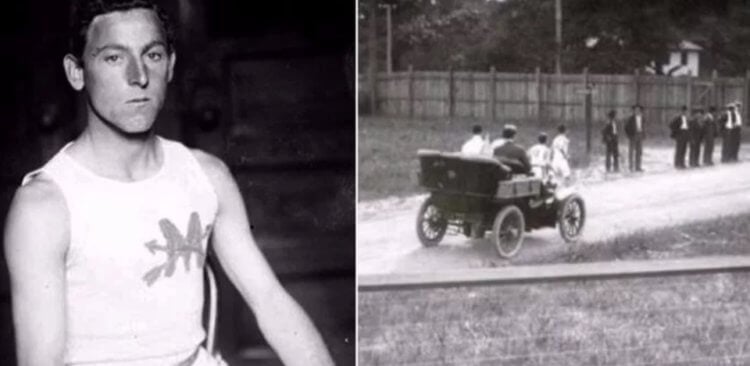 Самые невероятные случаи за всю историю Олимпийских игр. Марафонец Фредерик Лорз, который проехал марафон на автомобиле. Фото.