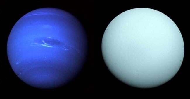 Ученые объяснили, почему Уран и Нептун окрашены в разные оттенки синего. Фото.