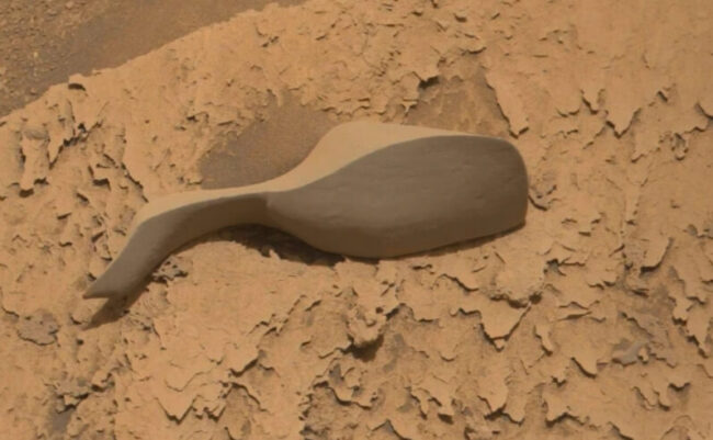 Необычный камень на поверхности Марса. Фото.