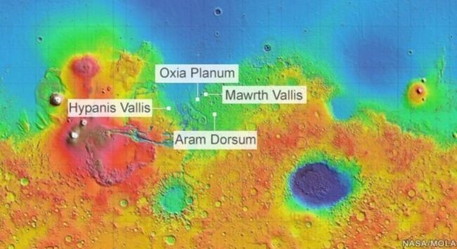 Из нескольких мест, для посадки европейского марсохода было выбрано плато Оксия. Фото.