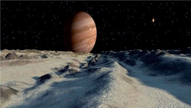 Кислород и соленая вода. Вид с поверхности Европы, красота. Фото.