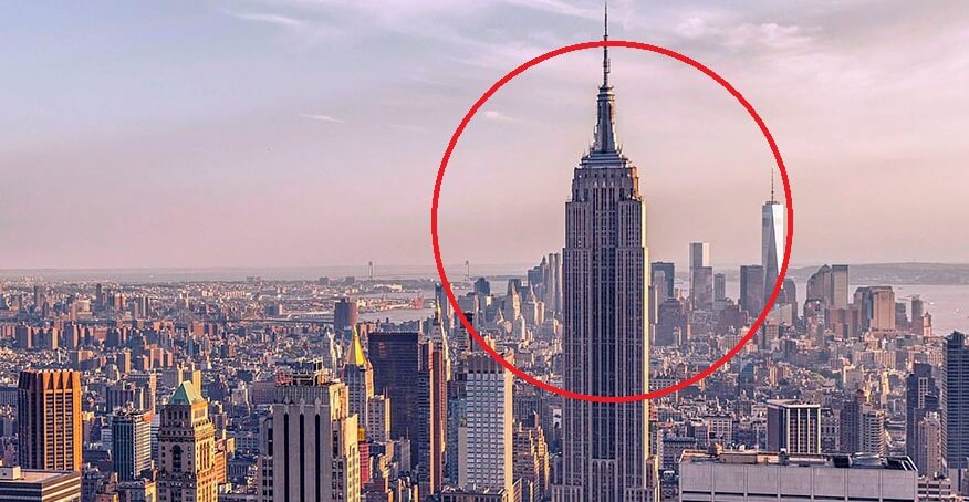 Размер опасного астероида. Эмпайр-стейт-билдинг. Фото.