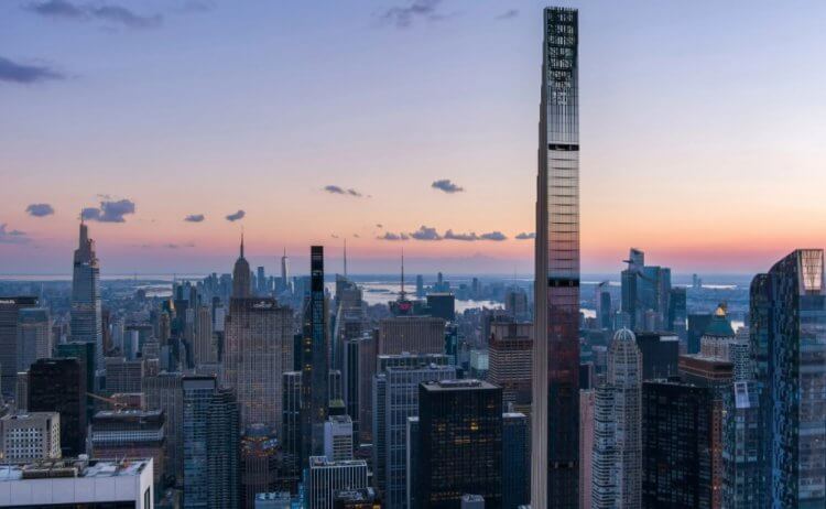 В Нью-Йорке построили самый узкий небоскреб в мире. Самая узкая башня в мире, Стейнвей. Фото.