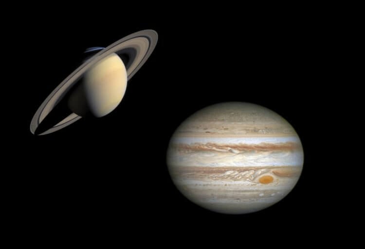 Когда люди полетят на Юпитер и Сатурн? Юпитер и Сатурн являются газовыми гигантами, и когда-нибудь люди смогут полететь к ним. Фото.
