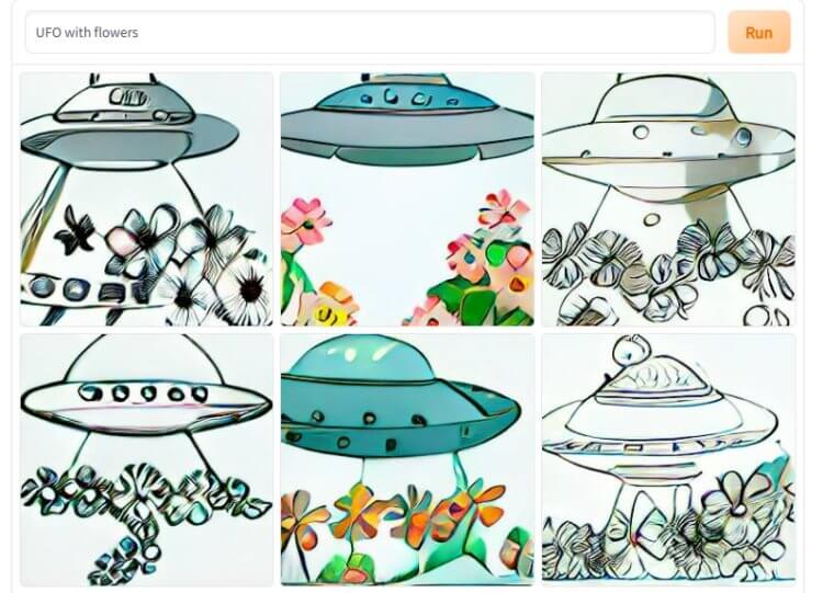 Рисунки, созданные нейросетью. Инопланетяне с цветами. Фото.