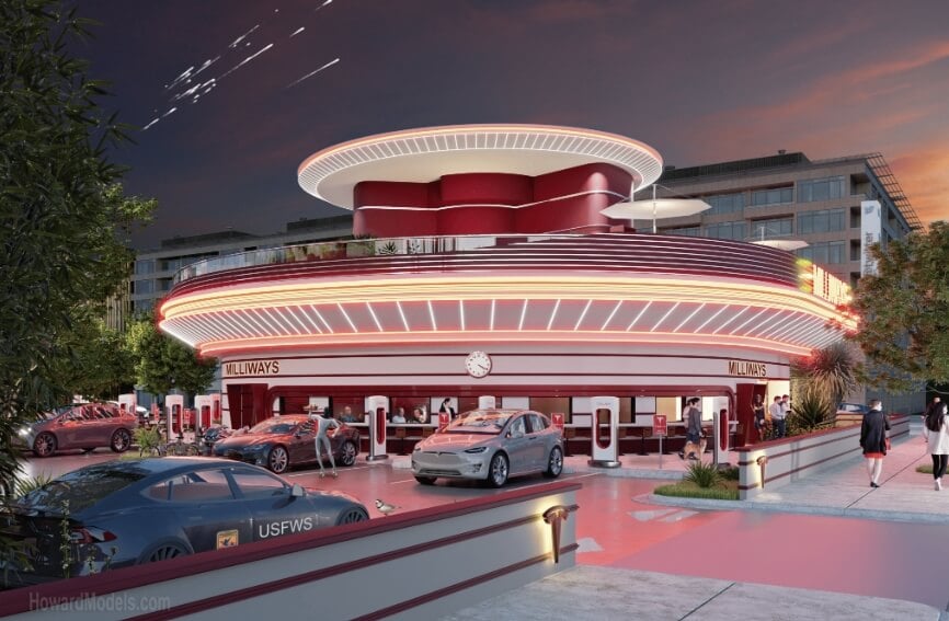 Илон Маск построит закусочную Tesla с кинотеатром. Какой она будет?