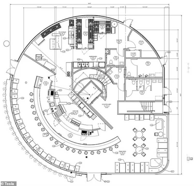 План строительства закусочной Илона Маска. План второго этажа с кинотеатром. Фото.