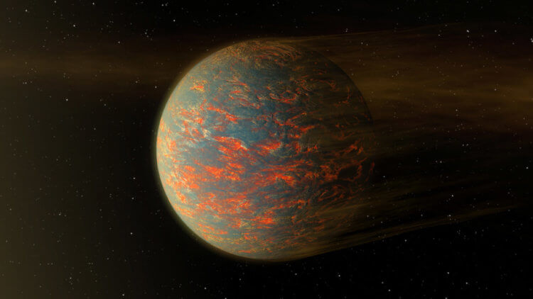 Неизвестные миры. Супер-Горячая Суперземля 55 Cancri Е все время горит, а температура на поверхности превышает две тысячи градусов Цельсия. Фото.