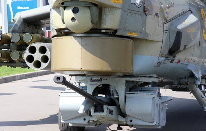 Вооружение Ми-28НМ. Автоматическая пушка автоматическую пушку 2А42. Фото.