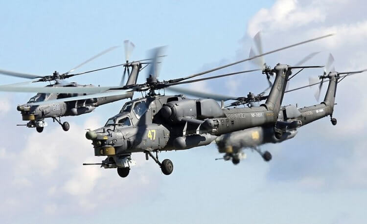 Возможности вертолета Ми-28Н. Вертолеты Ми-28Н часто используют для пилотажных выступлений. Фото.