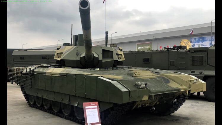 Вооружение танка Т-14. Танк Т-14 оснащен гладкоствольной пушкой и пулеметами. Фото.