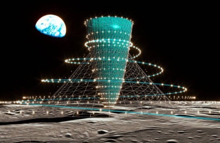 Япония хочет построить базы на Марсе и Луне. Какими они будут? Примерный внешний вид лунной базы Kajima Construction. Фото.