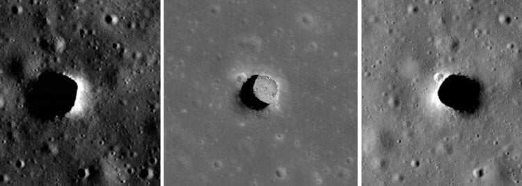 Самые комфортные места на Луне. Ямы на поверхности Луны. Фото.
