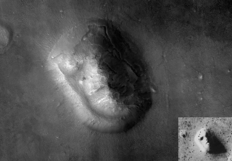 Загадочные объекты на Марсе. Качественная фотография лица на Марсе. Фото.