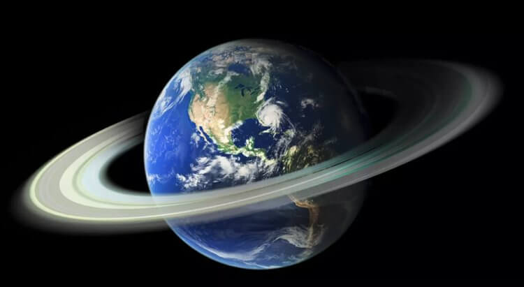 Солнцезащитный зонт для Земли. Так бы выглядела Земля с кольцом Сатурна. Фото.