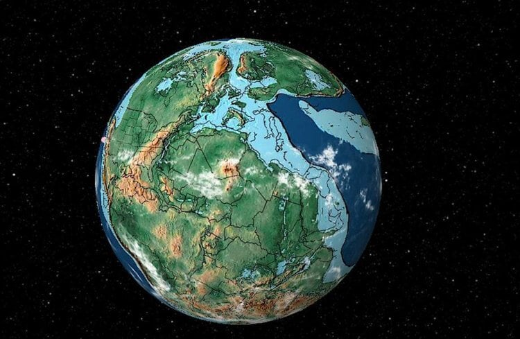 Самый большой океан на Земле возникал несколько раз. Суперконтинент Пангея существовал в период от 300 до 200 миллионов лет назад. Фото.