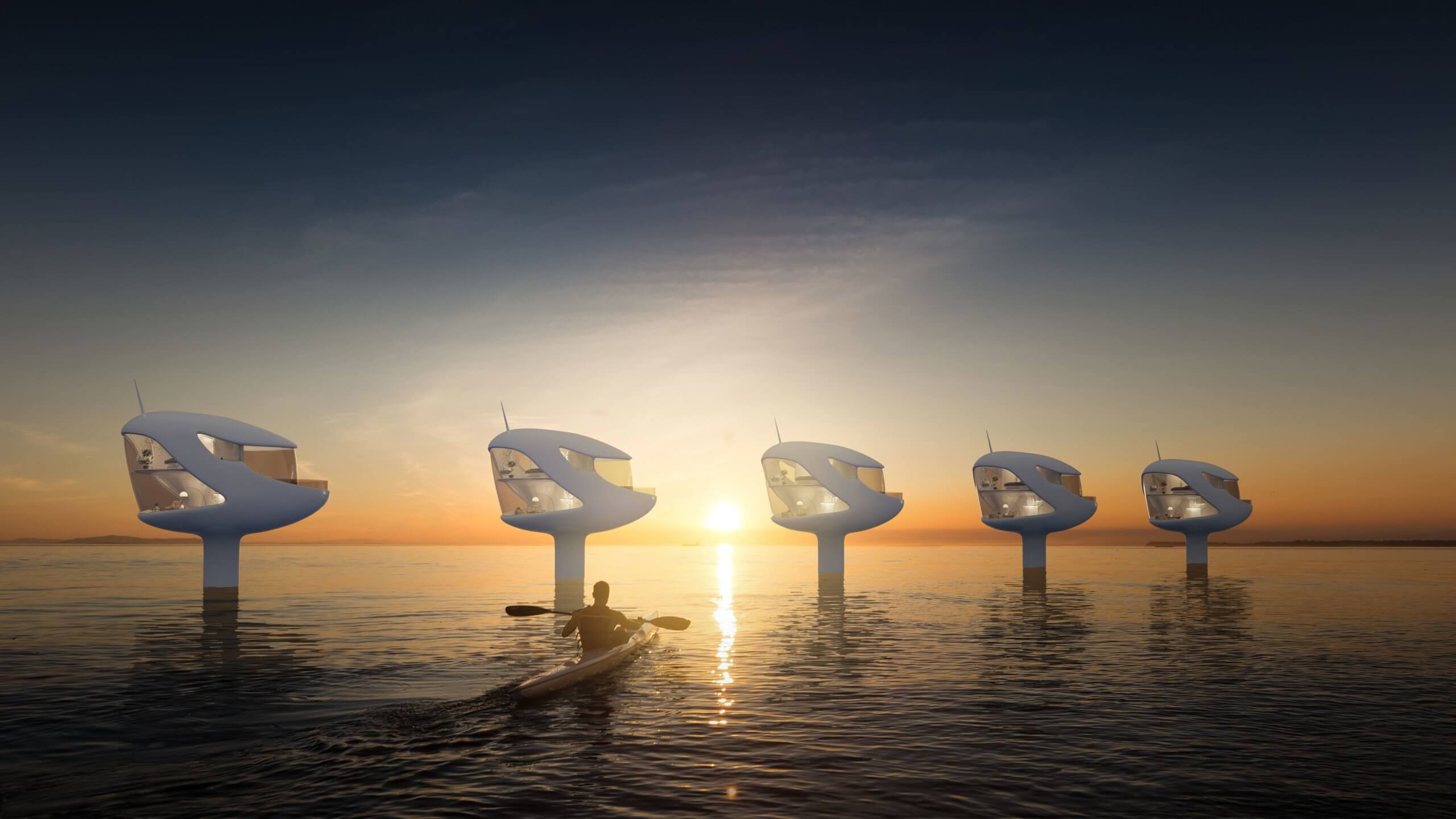 Какими будут дома будущего. Кажется, компания Ocean Builders планирует построить целые микрорайоны. Фото.