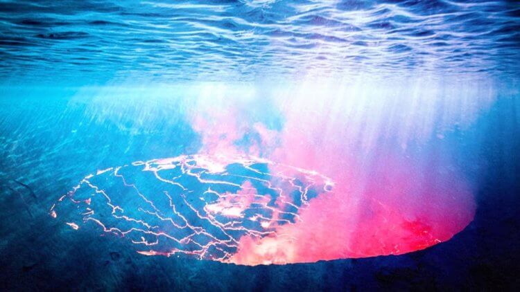 Почему началось вымирание в конце триасового периода. Выбросы подводных вулканов сделали воду непригодной для жизни многих существ. Фото.